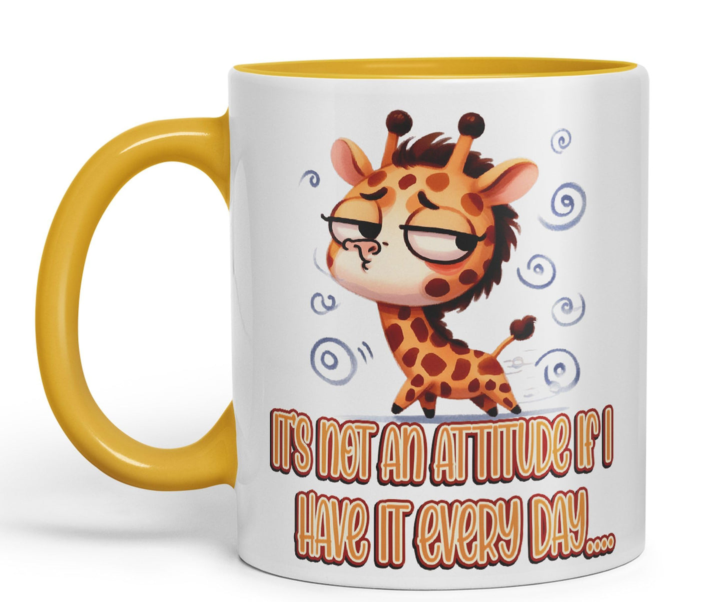 It's not an Attitude if I Have it Every Day… Giraffe Joke sarkasm Sarcastic Ceramic Coloured Mug Cup for Tea Coffee Hot Brew 330ml 11Oz Gift