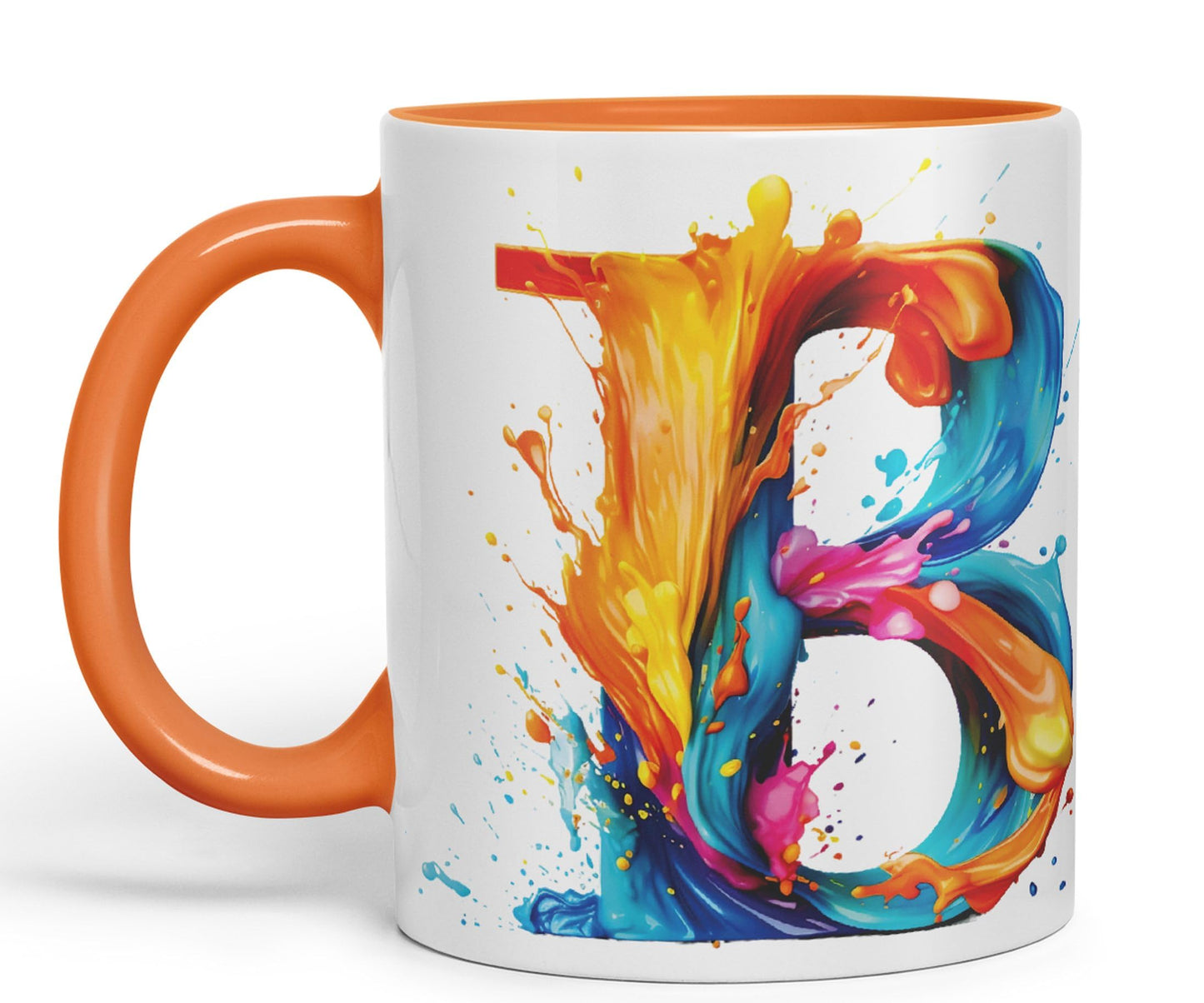 Letter B mug, Alphabet Letter B Monogram watercolour Ceramic Coloured Mug Cup for Tea Coffee Hot brew 330ml 11Oz Gift