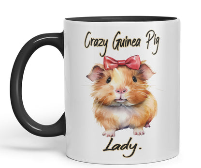 Crazy Guinea Pig Lady Joke sarkasm Sarcastic Ceramic Coloured Mug Cup for Tea Coffee Hot Brew 330ml 11Oz Gift
