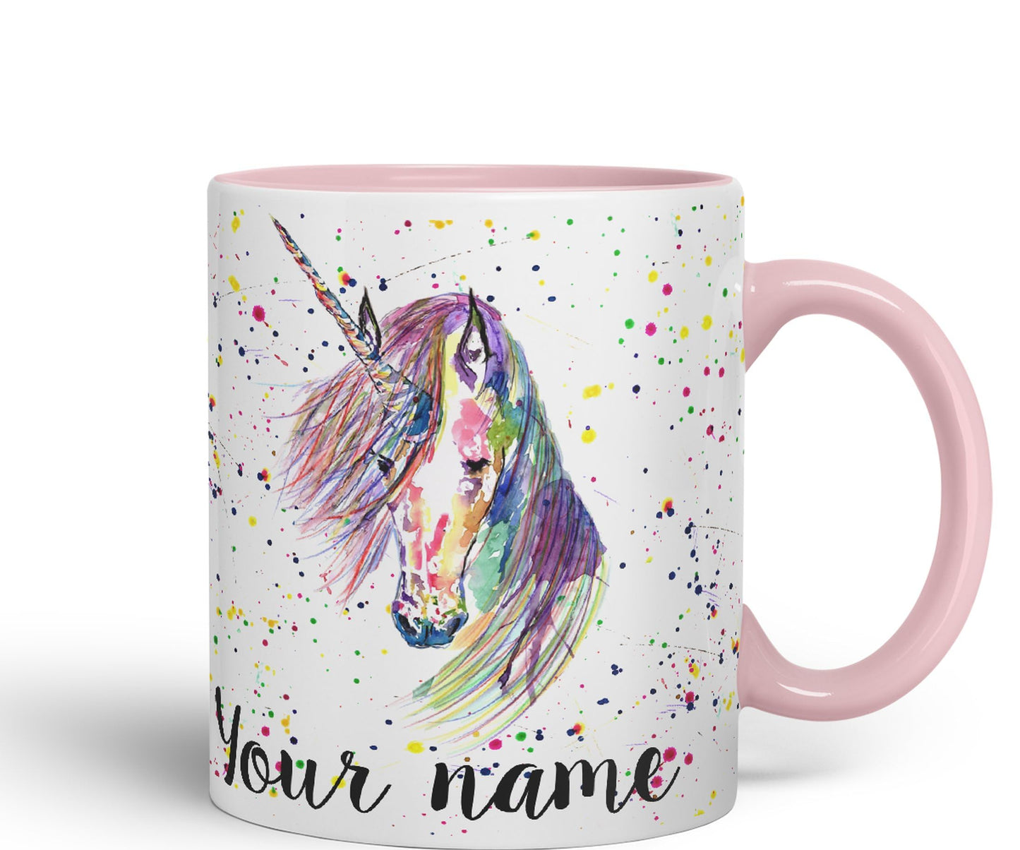 Vixar Personalised with Your Text Unicorn Watercolour Art Coloured Ceramic Mug Cup Gift 330ml 11oz Custom Work Office Tea Coffee (O2)