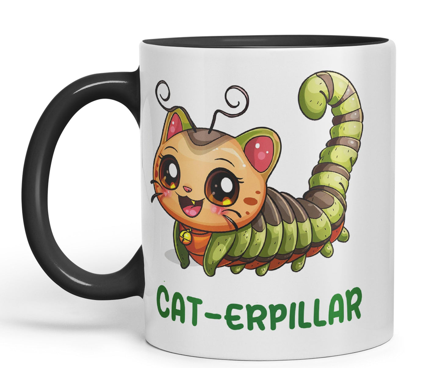 Cat-erpillar cat Kitten Joke sarkasm Sarcastic Ceramic Coloured Mug Cup for Tea Coffee Hot Brew 330ml 11Oz Gift