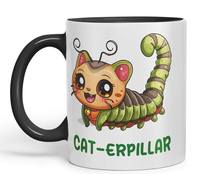 Cat-erpillar cat Kitten Joke sarkasm Sarcastic Ceramic Coloured Mug Cup for Tea Coffee Hot Brew 330ml 11Oz Gift