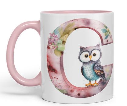 Letter C mug, Animals Alphabet Letter C Monogram animal for kids Ceramic Coloured Mug Cup for Tea Coffee Hot brew 330ml 11Oz Gift