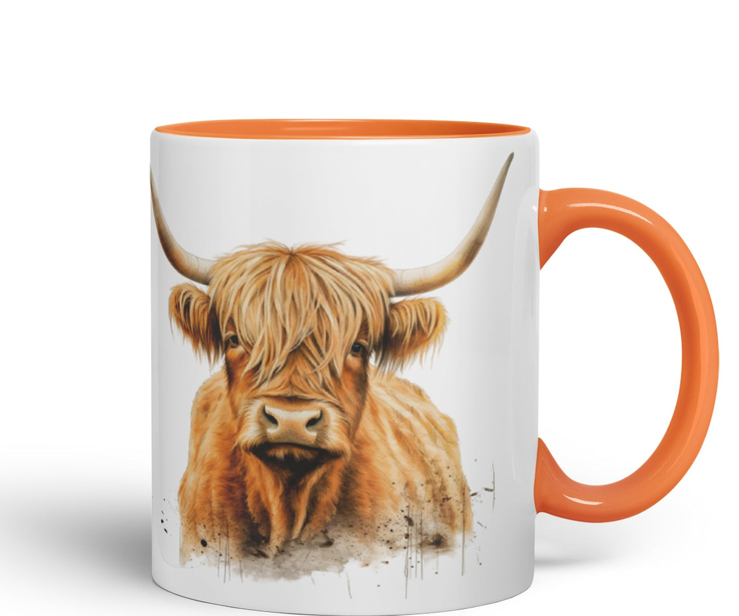 Vixar Highland Cow Scottish Farm Animals Watercolour Art Coloured 330 ml Mug Cup Gift Birthday Work Office Tea Coffee (hc5)