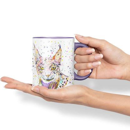 Vixar Lynx Cat Animal Watercolour Art Coloured 330 ml Mug Cup Gift Birthday Work Office Tea Coffee