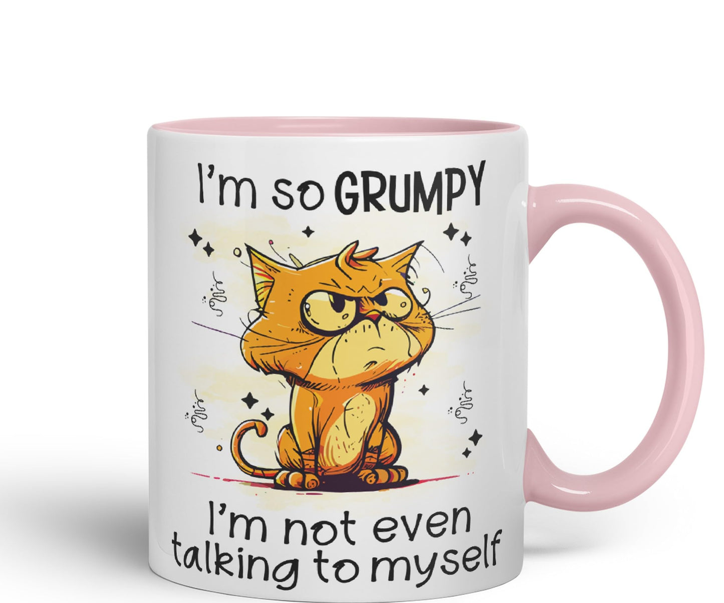 I'm so Grumpy, I'm not Even Talking to Myself cat Joke sarkasm Ceramic Coloured Mug Cup for Tea Coffee Hot Brew 330ml 11Oz Gift