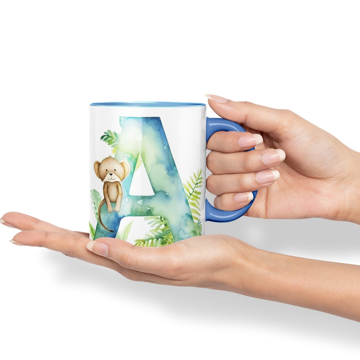 Letter A mug, Animals Alphabet Letter A Monogram animal for kids Ceramic Coloured Mug Cup for Tea Coffee Hot brew 330ml 11Oz Gift