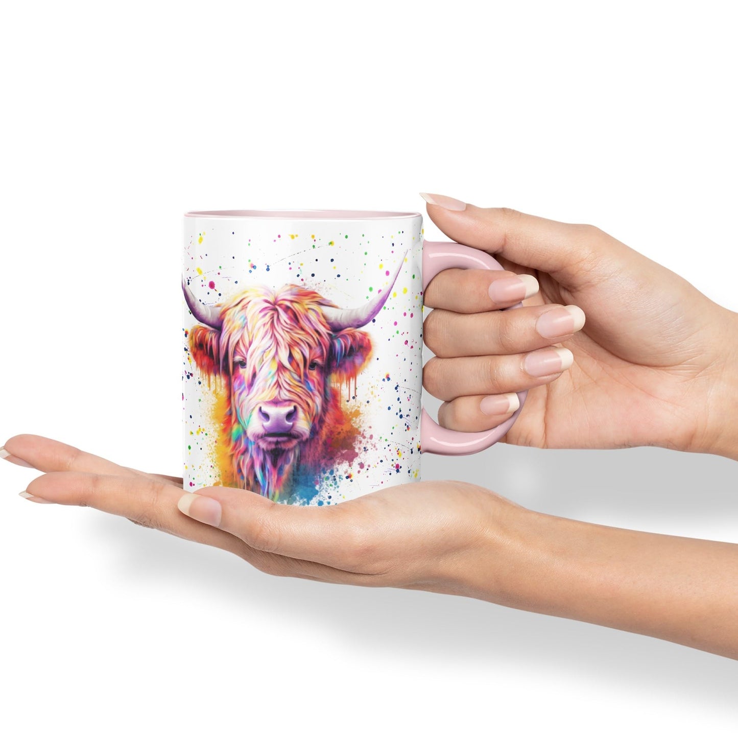 Highland Cow Scottish Farm Animals Watercolour Art Coloured 330 ml Mug Cup Gift Birthday Work Office Tea Coffee (hc4)