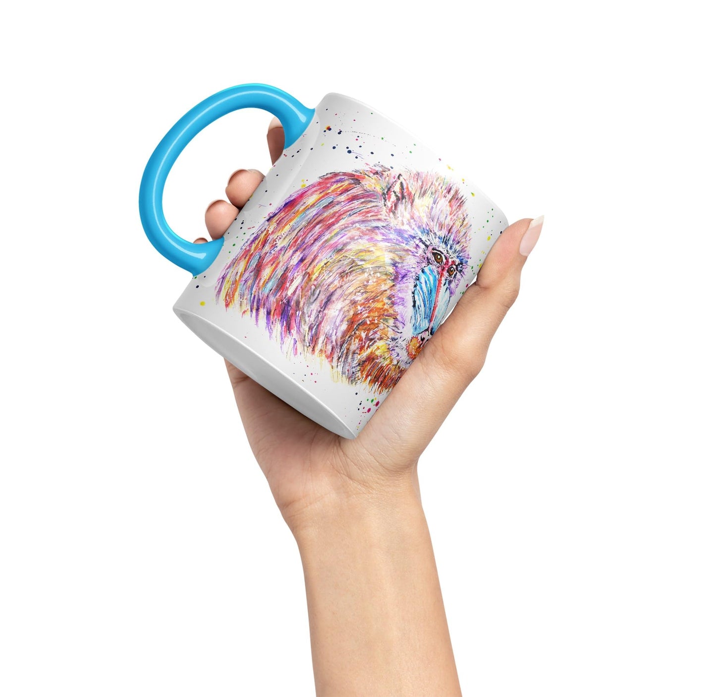 Vixar Mandrill Monkey Ape Animals Watercolour Art Coloured Ceramic 330 ml Mug Cup Gift Birthday Work Office Tea Coffee