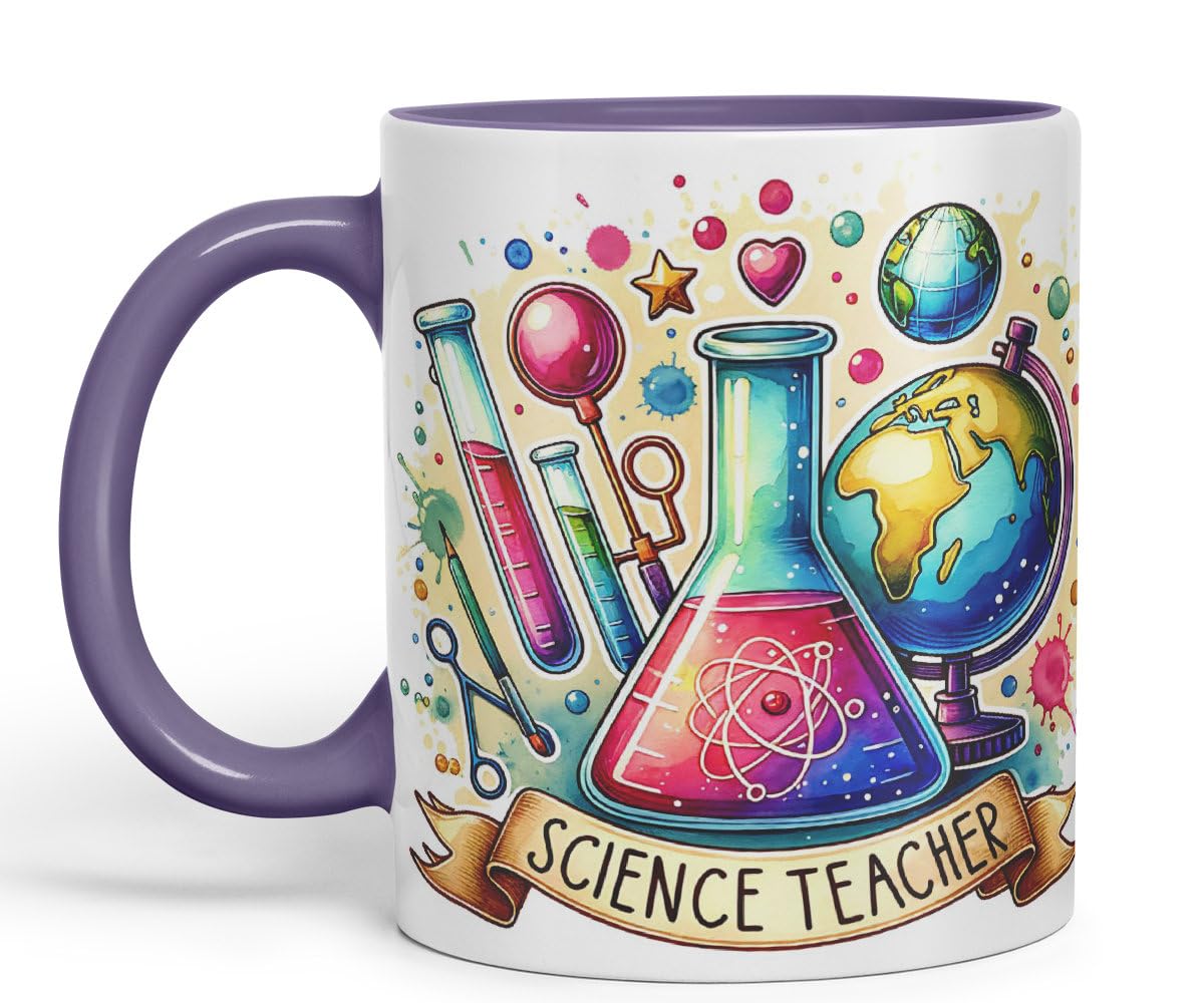 Vixar Science Teacher Teacher Mug Thank You, End of School Gift Ceramic Coloured Mug Cup for Tea Coffee Hot Brew 330ml 11Oz Gift