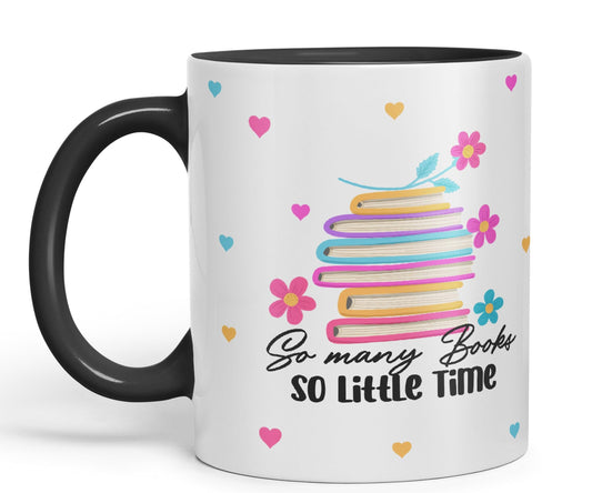 Vixar So Many Books so Little time Book Reader Gift Presents Coloured Ceramic Mug Cup Gift 330ml 11oz Work Office Tea Coffee