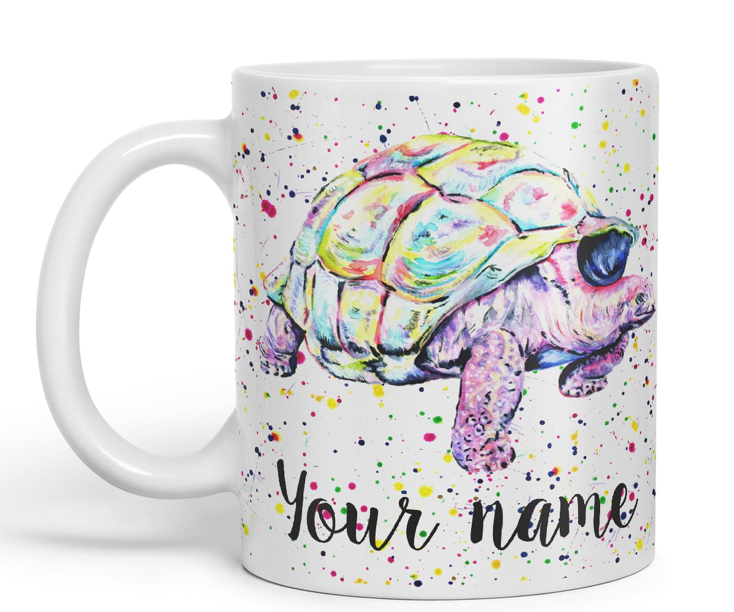 Personalised mug with Your Text name Tortoise Sea animals Watercolour Art Coloured Ceramic Mug Cup Gift 330ml 11oz Custom Work Office Tea Coffee