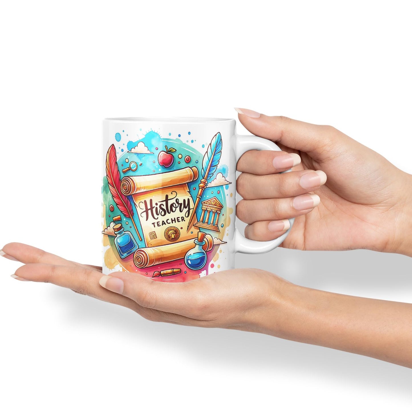 Vixar History Teacher Mug Thank You, End of School Gift Ceramic Coloured Mug Cup for Tea Coffee Hot Brew 330ml 11Oz Gift