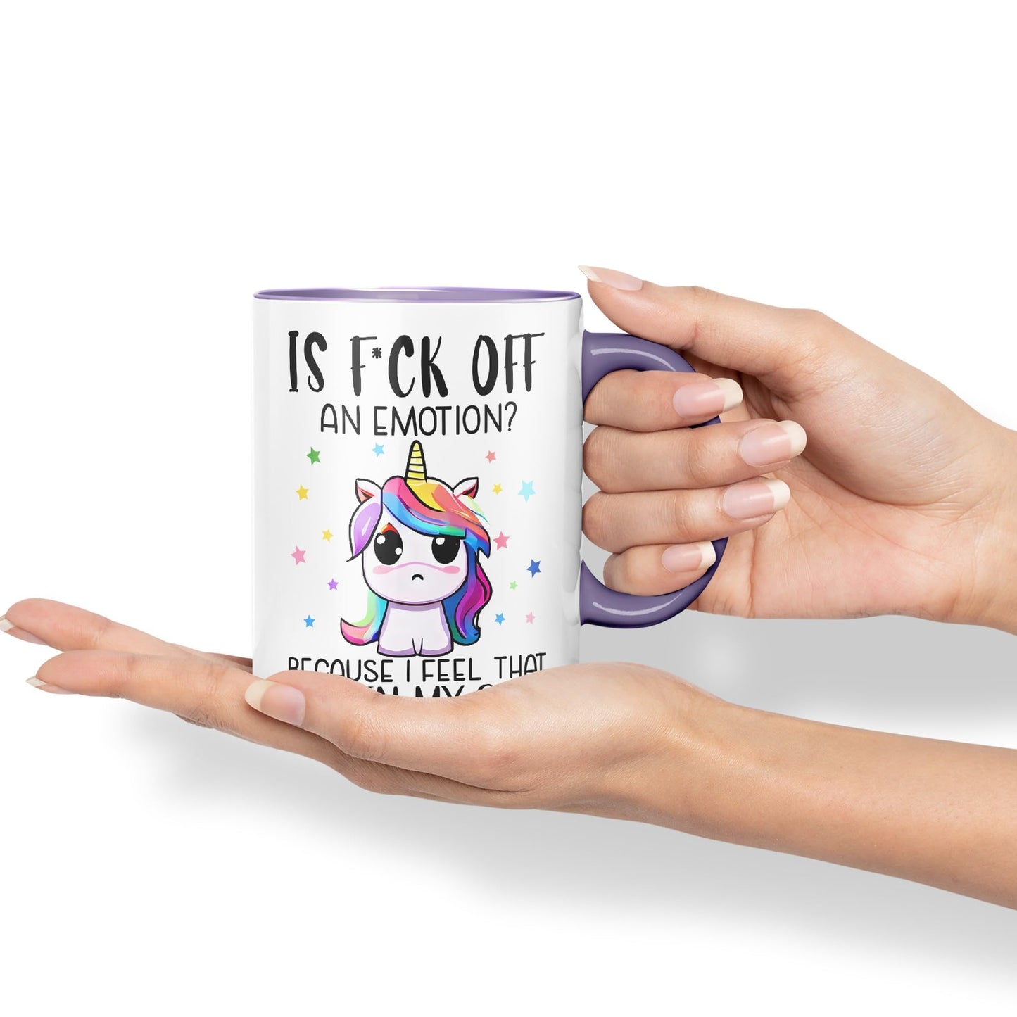 is f*ck Off, Bucause I Feel That shi*t in My Soul Unicorn Joke sarkasm Sarcastic Ceramic Coloured Mug Cup for Tea Coffee Hot Brew 330ml 11Oz Gift