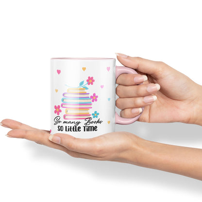 Vixar So Many Books so Little time Book Reader Gift Presents Coloured Ceramic Mug Cup Gift 330ml 11oz Work Office Tea Coffee