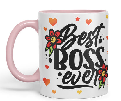 Vixar Best Boss Ever Joke Coloured Ceramic Mug Cup Gift 330ml 11oz Work Office Tea Coffee