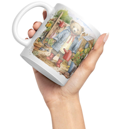 Vixar Teddy Bear Gardener Women Garden Ceramic Mug Coloured Mug Cup Gift Birthday Work Office Tea Coffee