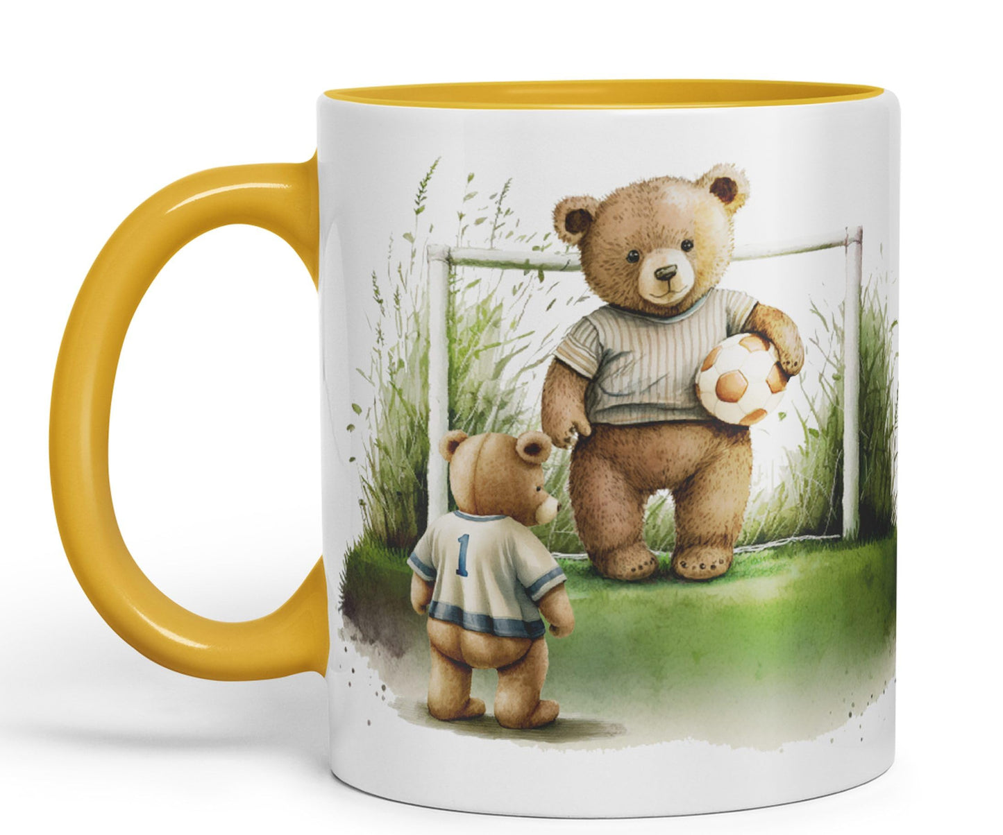Vixar Teddy Bear Football Father and Son Ceramic Mug Coloured Mug Cup Gift Birthday Work Office Tea Coffee