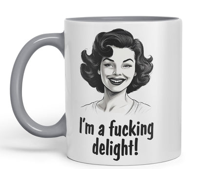 I'm a f.. Delight! Sarcastic Joke Ceramic Coloured Mug Cup for Tea Coffee Hot Brew 330ml 11Oz