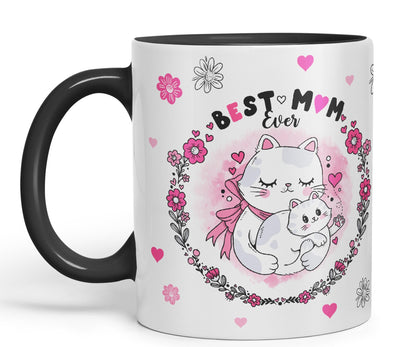 Vixar Best Mum Ever Cat with Kitten Ceramic Coloured Mug Cup Gift Tea Coffee Christmas Office Home