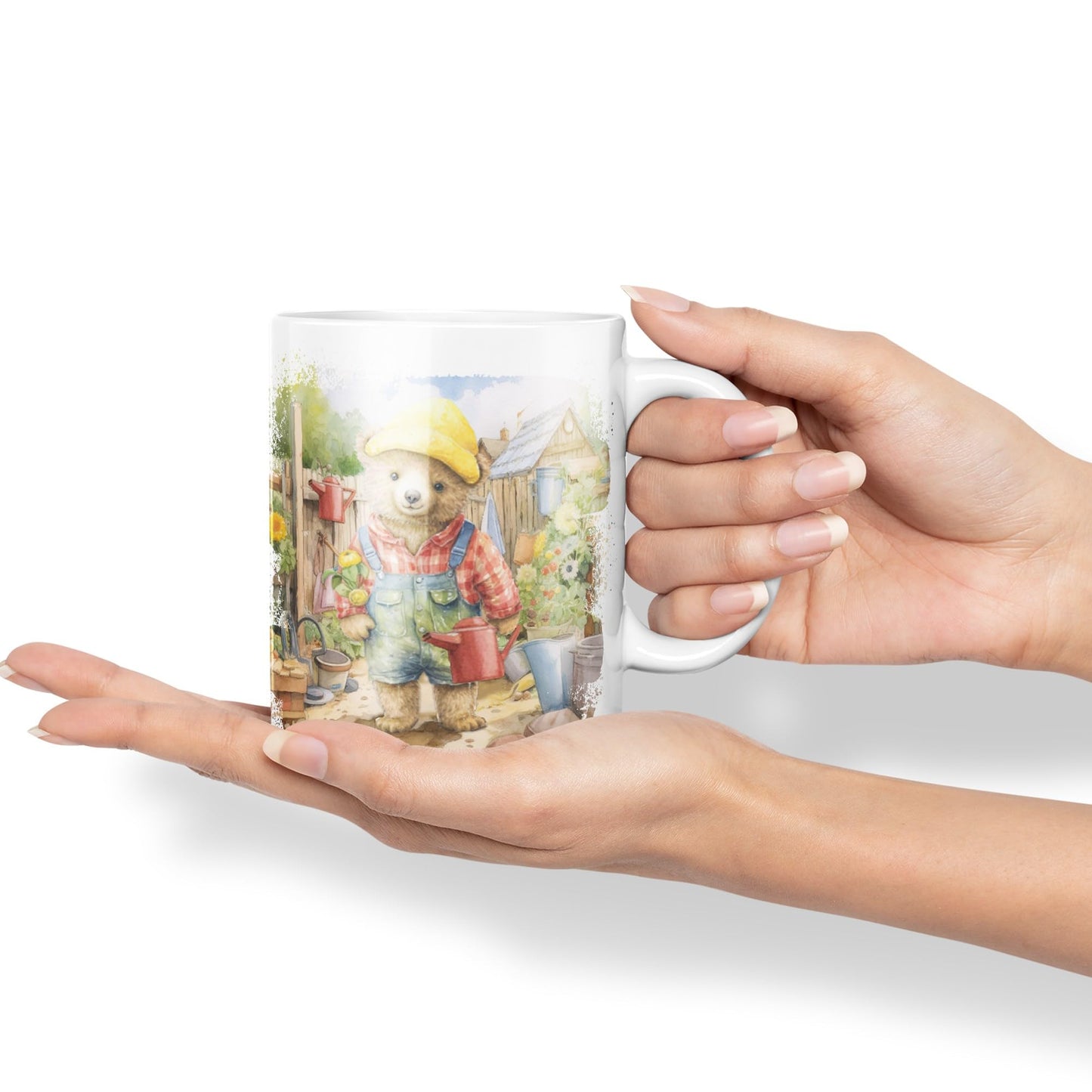 Vixar Teddy Bear Gardener Men Garden Ceramic Mug Coloured Mug Cup Gift Birthday Work Office Tea Coffee