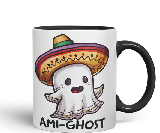 Ami-Ghost, Mexican hat Ghost Joke sarkasm Sarcastic Ceramic Coloured Mug Cup for Tea Coffee Hot Brew 330ml 11Oz Gift