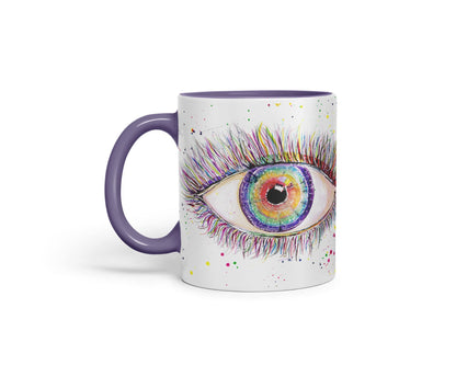 Vixar Eye Rainbow Watercolour Art Coloured Mug Cup Gift Birthday Work Office Tea Coffee