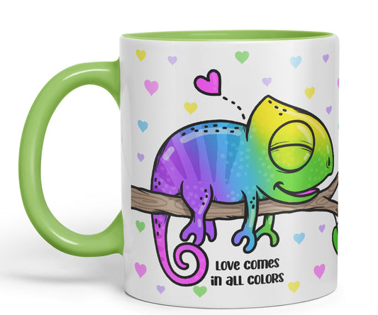 Vixar Love Comes in... Colors Chameleon Coloured Ceramic Mug Cup Gift 330ml 11oz Work Office Tea Coffee Valentines