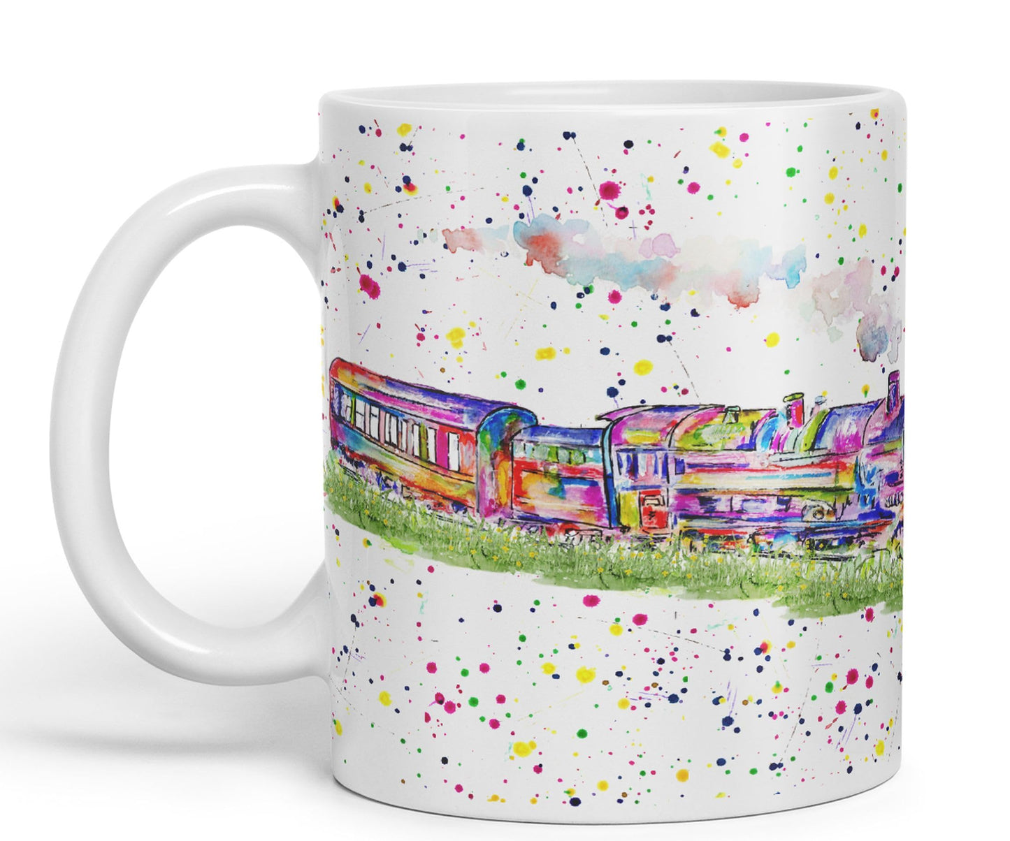 Vixar Steam Train Watercolour Art Coloured 330 ml Mug Cup Gift Birthday Work Office Tea Coffee