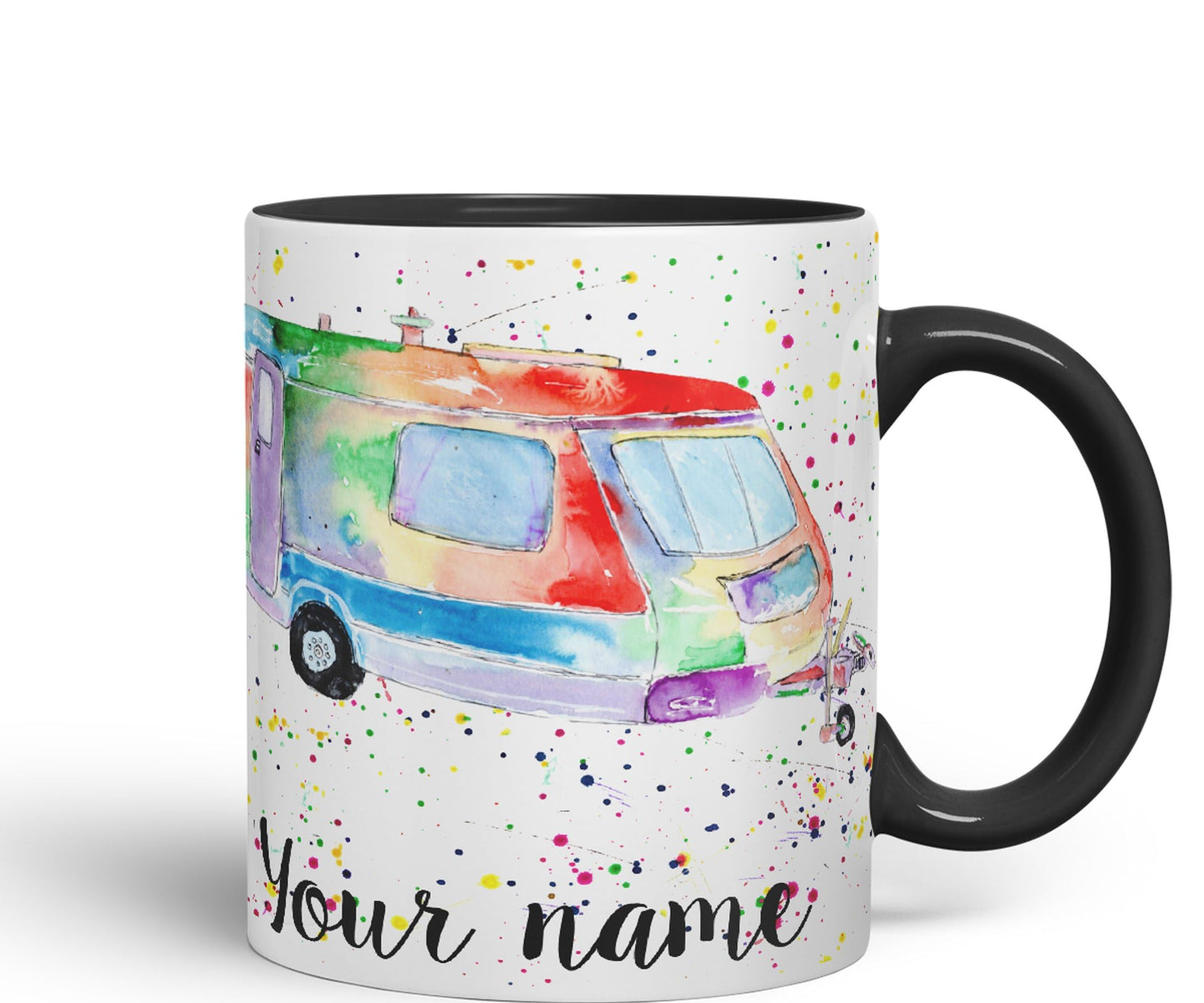 Vixar Personalised with Your Text Tourer Caravan Holiday Home Art Coloured Ceramic Mug Cup Gift 330ml 11oz Custom Work Office Tea Coffee