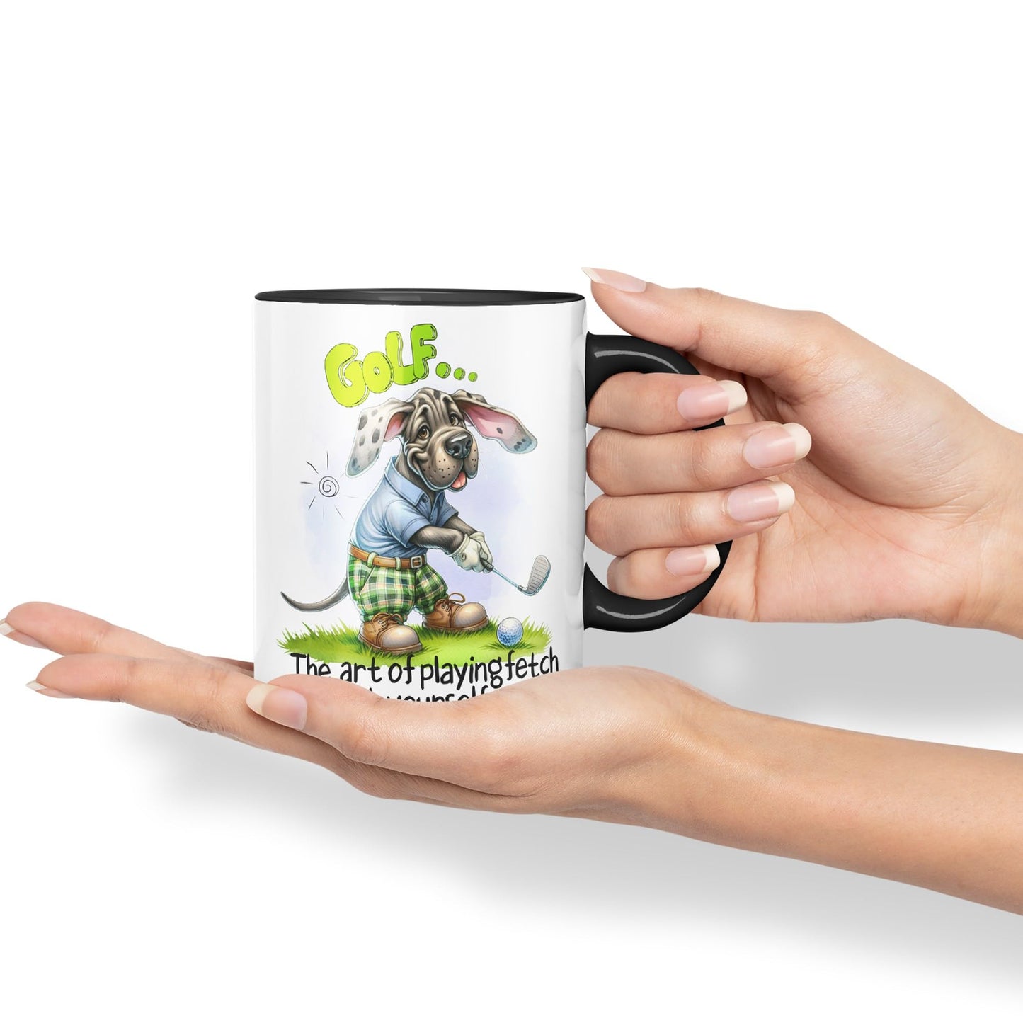 Golf … The Art of playingfetch with Your self, Dog Joke sarkasm Ceramic Coloured Mug Cup for Tea Coffee Hot Brew 330ml 11Oz Gift