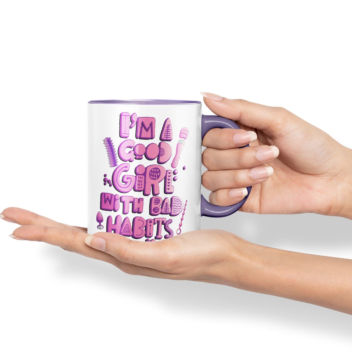 Vixar I'm Good Girl with Bad Habits Woman Toys Ceramic Coloured Mug Cup Gift Tea Coffee Christmas Office Home Sarcastic Joke