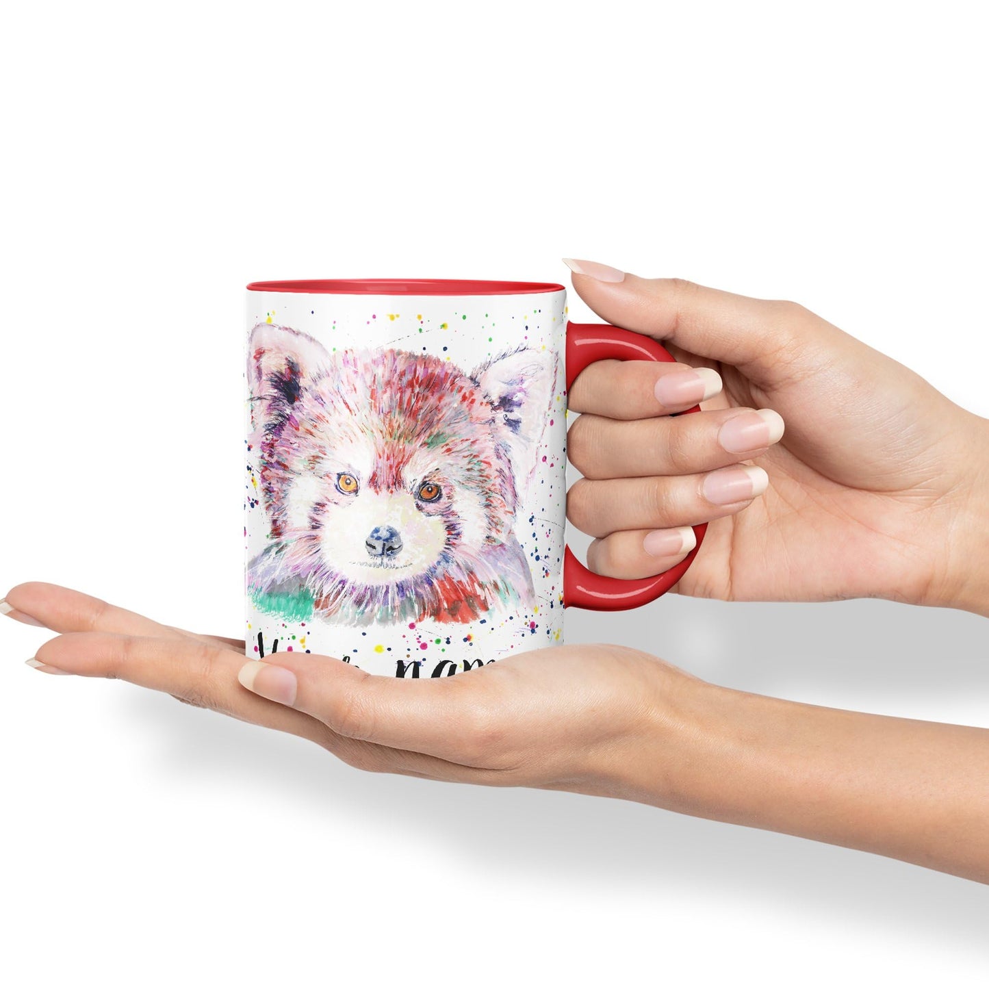 Vixar Personalised with Your Text Red Panda Animals Art Coloured Ceramic Mug Cup Gift 330ml 11oz Custom Work Office Tea Coffee