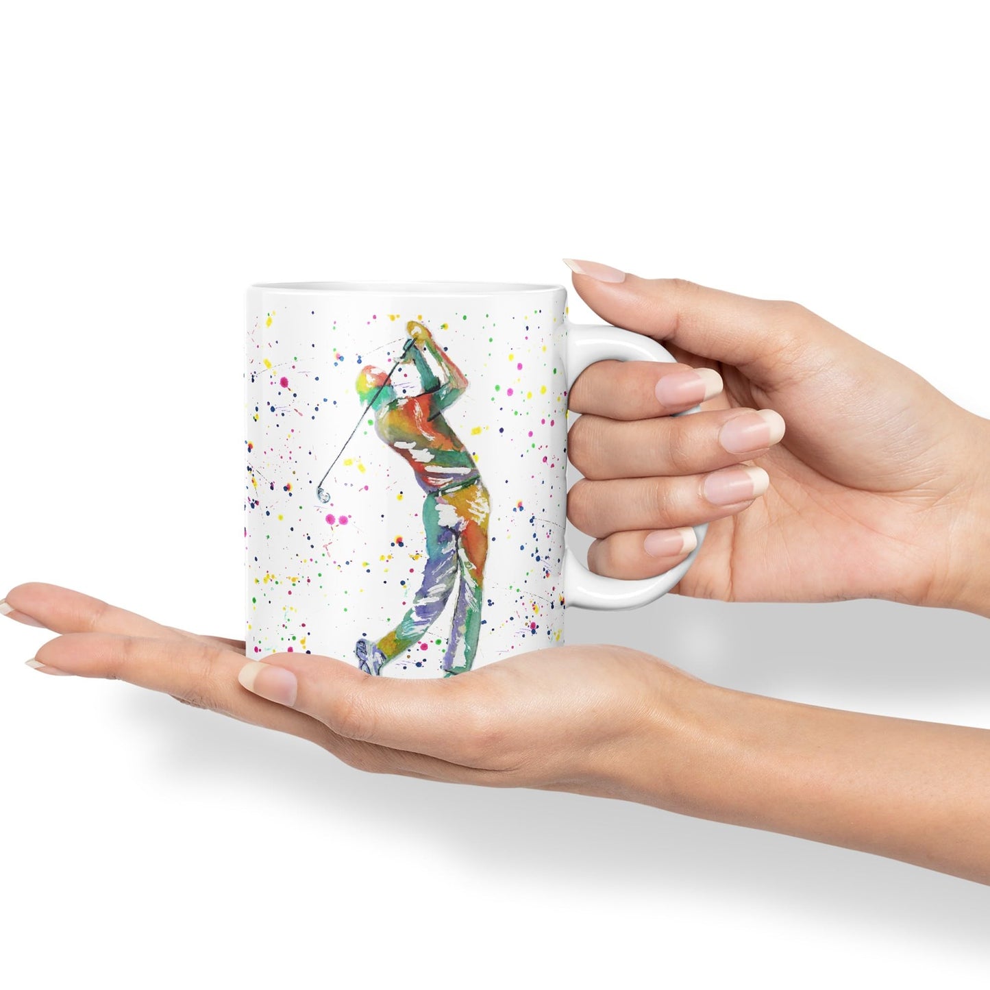 Golfer Golf Sport Watercolour hobby Ceramic Coloured Mug Cup for Tea Coffee Hot brew 330ml 11Oz Gift