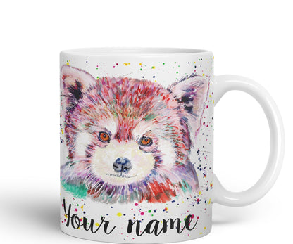 Vixar Personalised with Your Text Red Panda Animals Art Coloured Ceramic Mug Cup Gift 330ml 11oz Custom Work Office Tea Coffee
