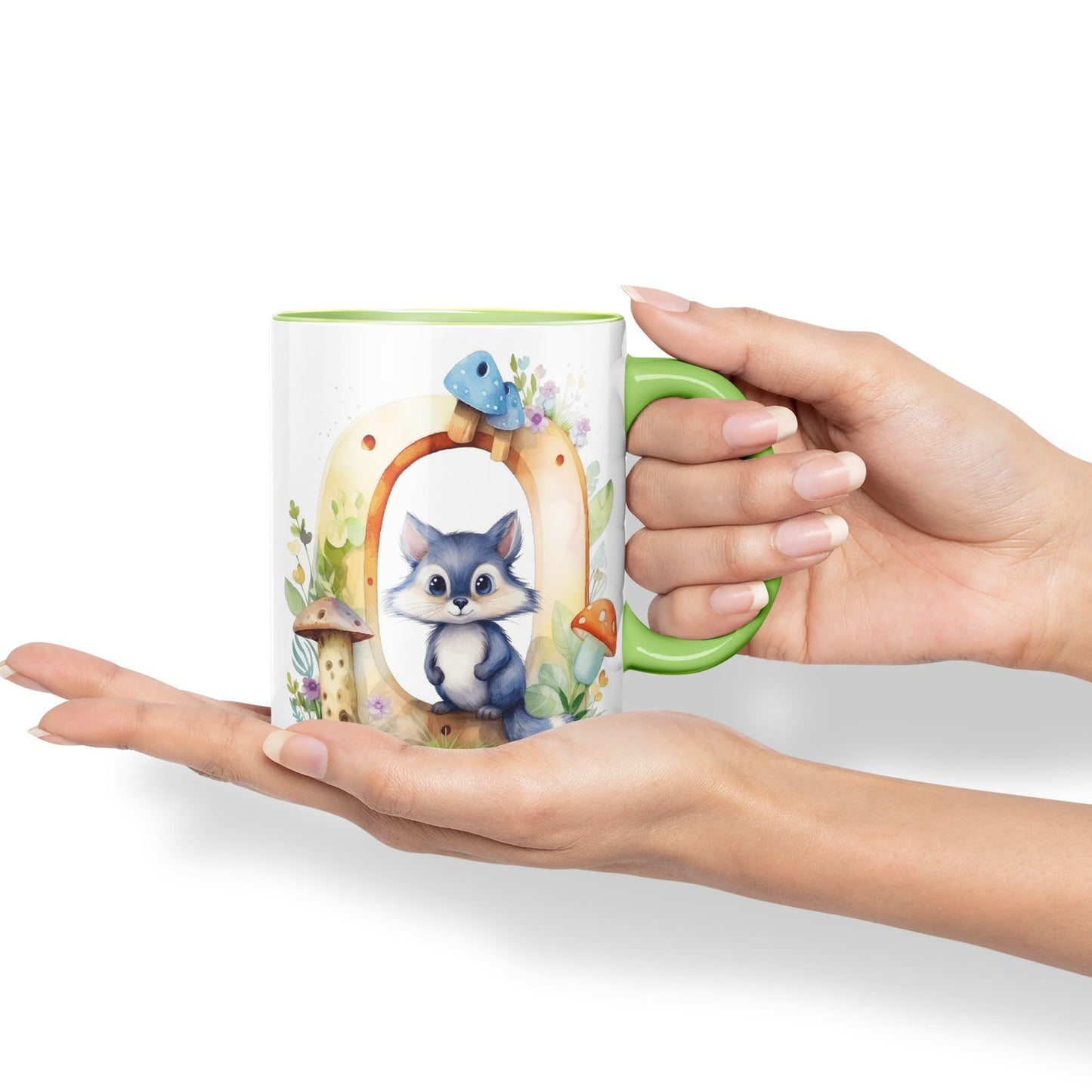 Letter O mug, Animals Alphabet Letter O Monogram animal for kids Ceramic Coloured Mug Cup for Tea Coffee Hot brew 330ml 11Oz Gift