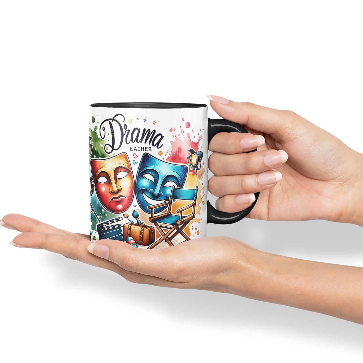 Vixar Drama Teacher Mug Thank You, End of School Gift Ceramic Coloured Mug Cup for Tea Coffee Hot Brew 330ml 11Oz Gift