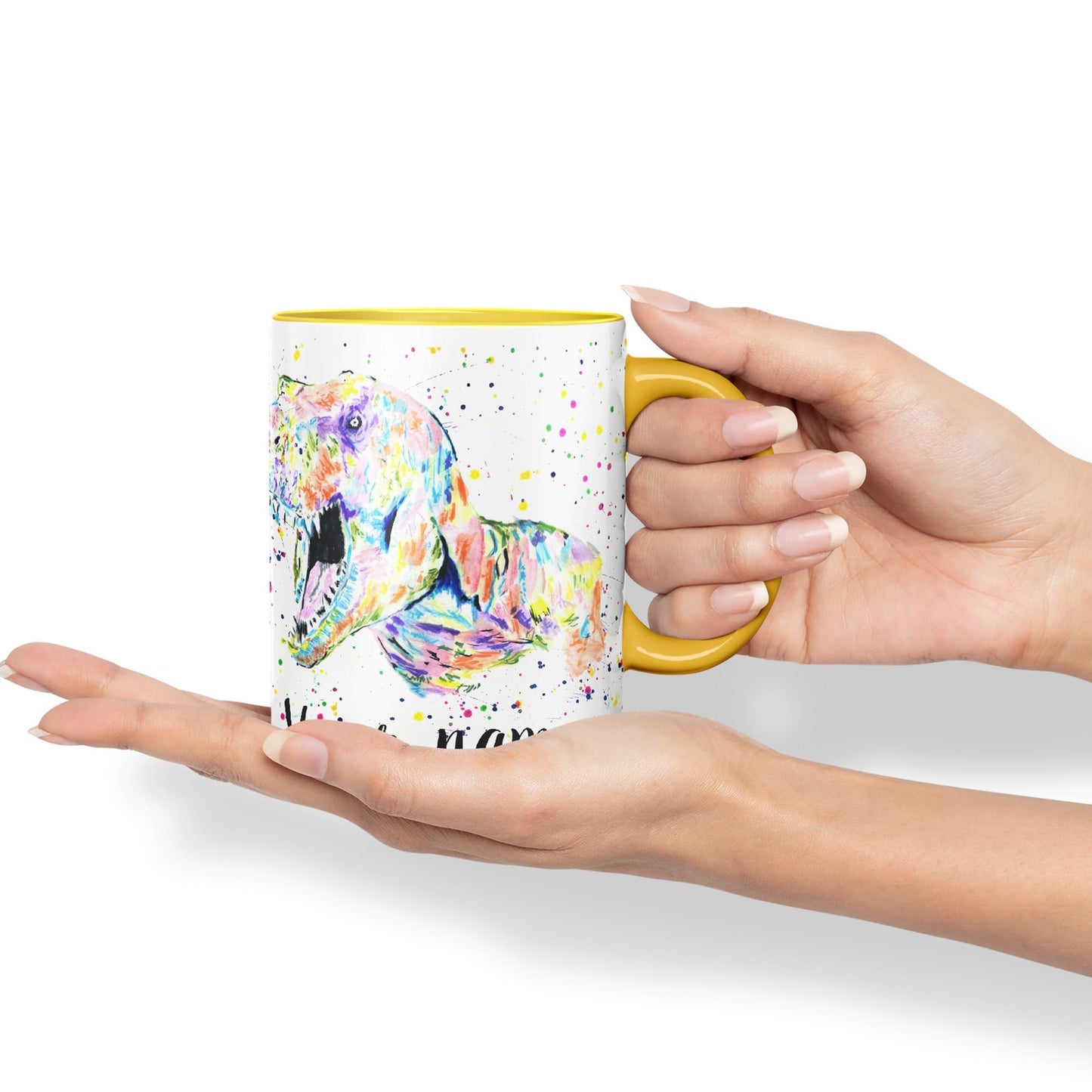 Vixar Personalised with Your Text Dinosaur T-Rex Tyrannosaurus Home Art Coloured Ceramic Mug Cup Gift 330ml 11oz Custom Work Office Tea Coffee