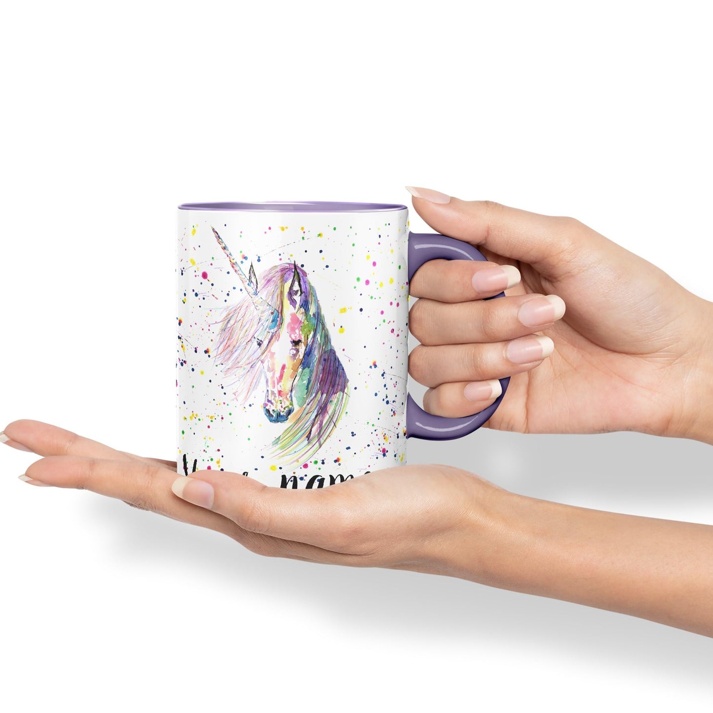 Vixar Personalised with Your Text Unicorn Watercolour Art Coloured Ceramic Mug Cup Gift 330ml 11oz Custom Work Office Tea Coffee (O2)