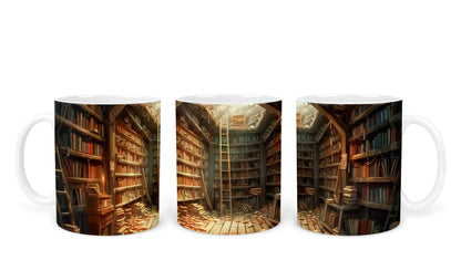 Vixar Book Wall Mug Ceramic Mug Cup Gift for Reading Lovers, 10oz V1