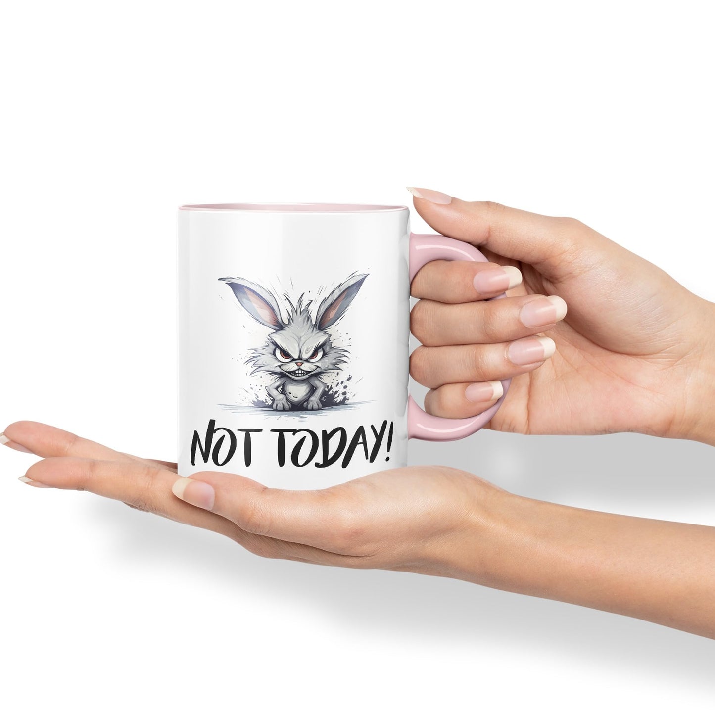 Not Today! Hunry Bunny Hare Joke sarkasm Sarcastic Ceramic Coloured Mug Cup for Tea Coffee Hot Brew 330ml 11Oz Gift