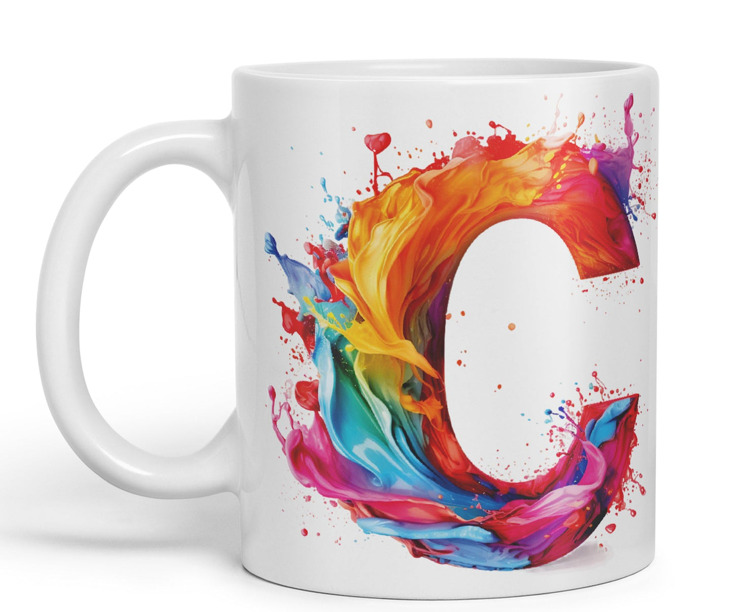 Letter C mug, Alphabet Letter C Monogram watercolour Ceramic Coloured Mug Cup for Tea Coffee Hot brew 330ml 11Oz Gift