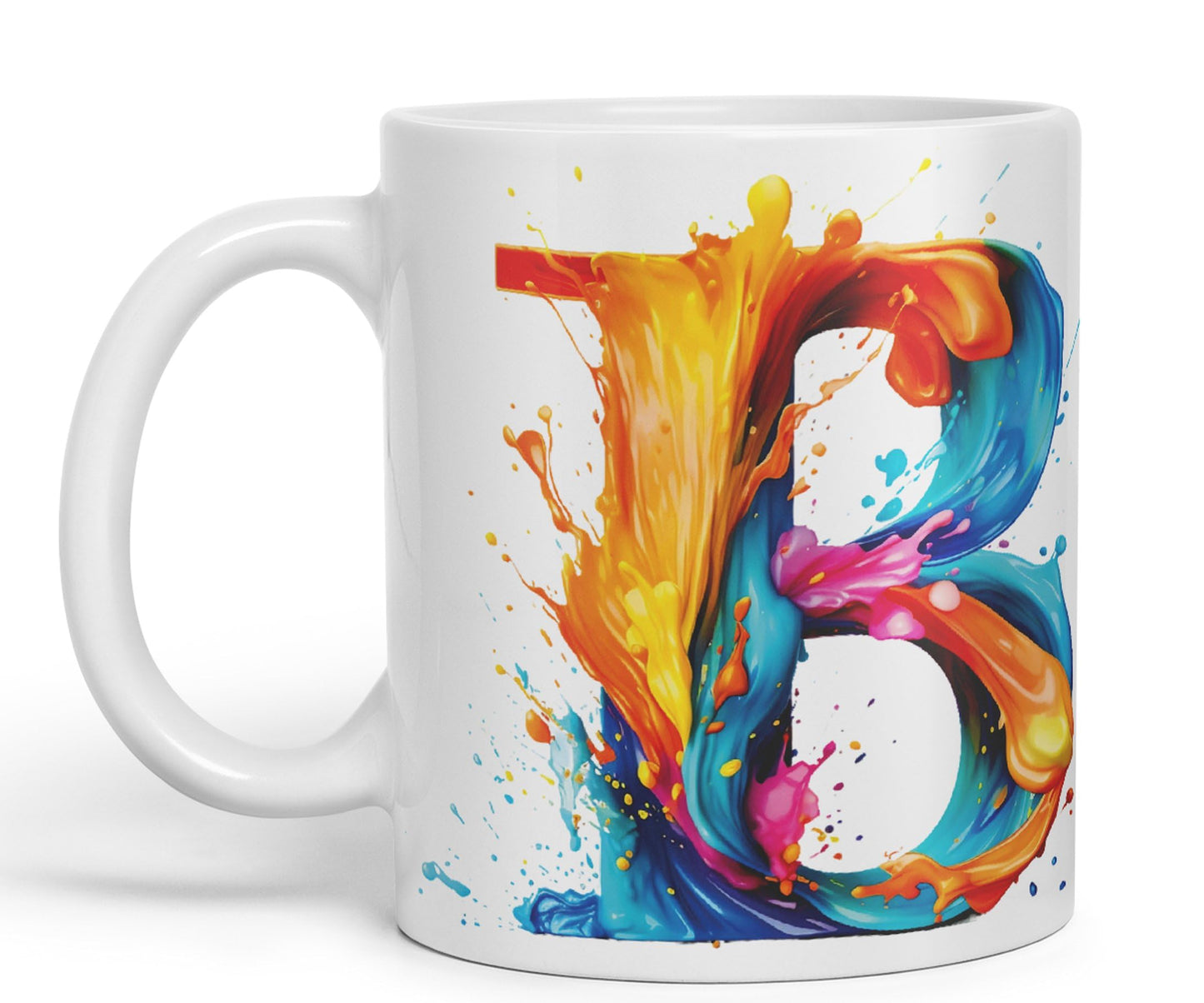 Letter B mug, Alphabet Letter B Monogram watercolour Ceramic Coloured Mug Cup for Tea Coffee Hot brew 330ml 11Oz Gift