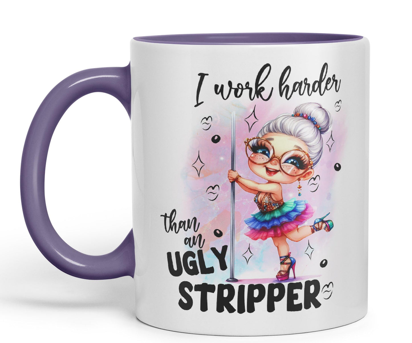 I Work Harder Than an Ugly Striper, Joke sarkasm Sarcastic Ceramic Coloured Mug Cup for Tea Coffee Hot Brew 330ml 11Oz Gift