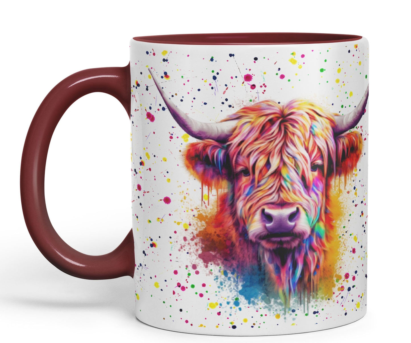 Highland Cow Scottish Farm Animals Watercolour Art Coloured 330 ml Mug Cup Gift Birthday Work Office Tea Coffee (hc4)