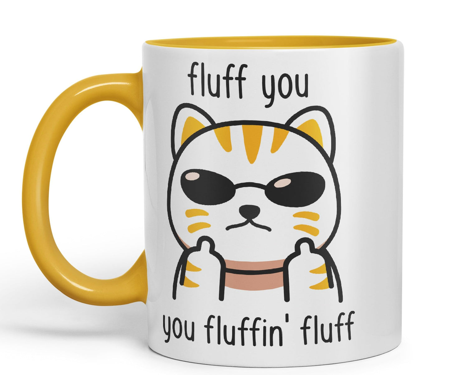 Vixar Fluff You Cat Joke Adult Ceramic Mug Coloured Mug Cup Gift Tea Coffee Christmas Office Home