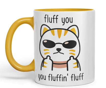 Vixar Fluff You Cat Joke Adult Ceramic Mug Coloured Mug Cup Gift Tea Coffee Christmas Office Home