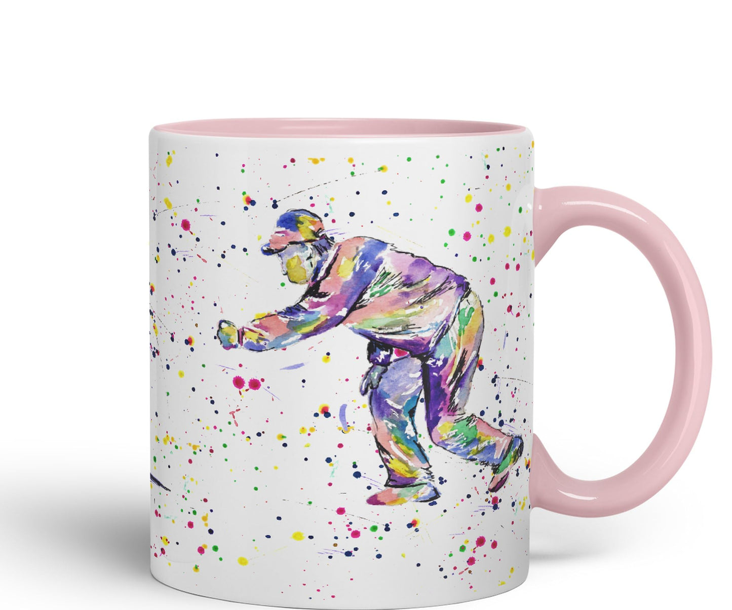 Crown Green Bowling Bowler Male Watercolour Ceramic Coloured Mug Cup for Tea Coffee Hot brew 330ml 11Oz Gift