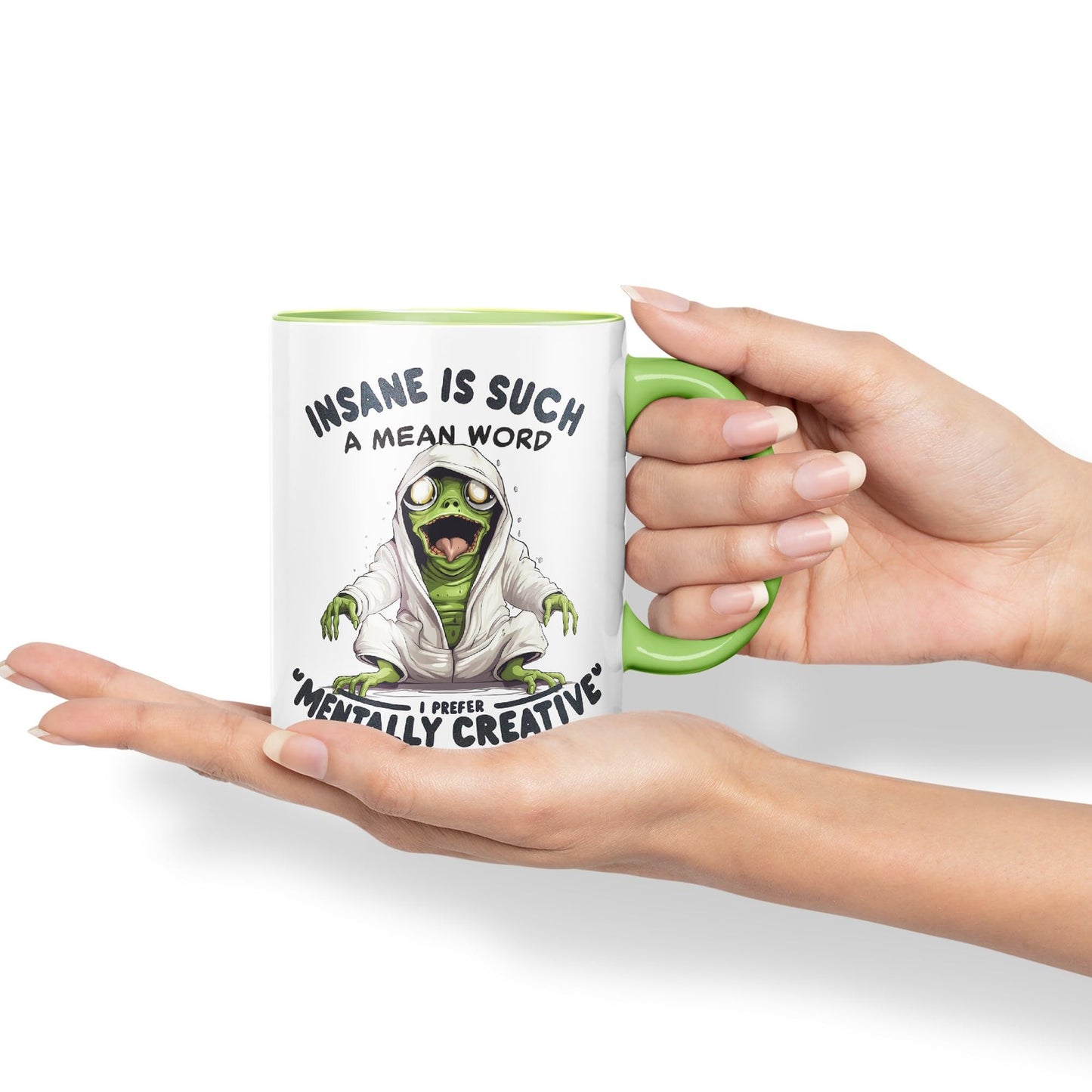 Insane is Such a Mean Word, I Prefer ''Mentally Creative'' Joke sarkasm Sarcastic Ceramic Coloured Mug Cup for Tea Coffee Hot Brew 330ml 11Oz Gift