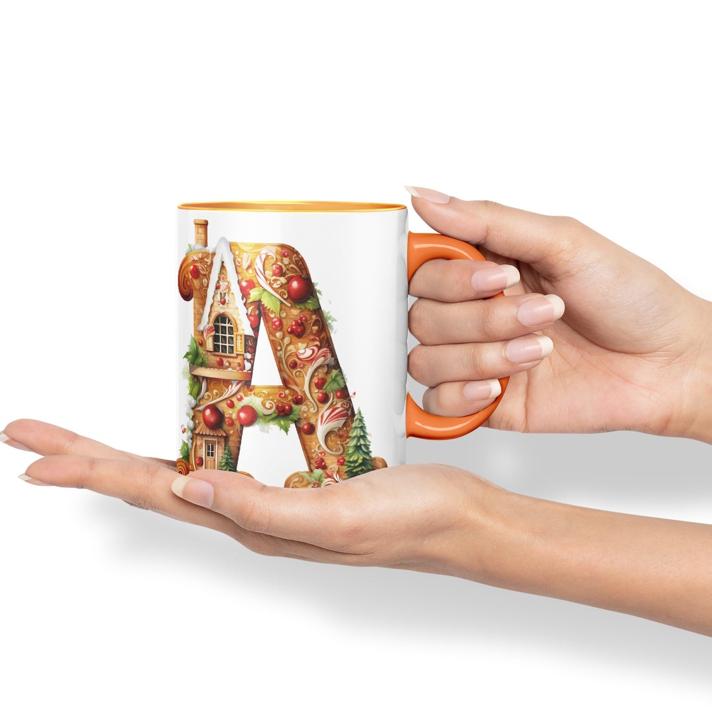 Ginger Alphabet Monogram Letters Letter Gingerbread Man Baked Joke sarkasm Sarcastic Orange Ceramic Coloured Mug Cup for Tea Coffee Hot Brew 330ml 11Oz Gift